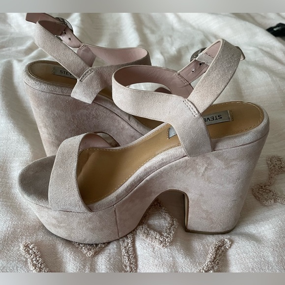 RARE Steve Madden Advice Suede Platform Sandal In Blush Size 7 - Picture 6 of 16